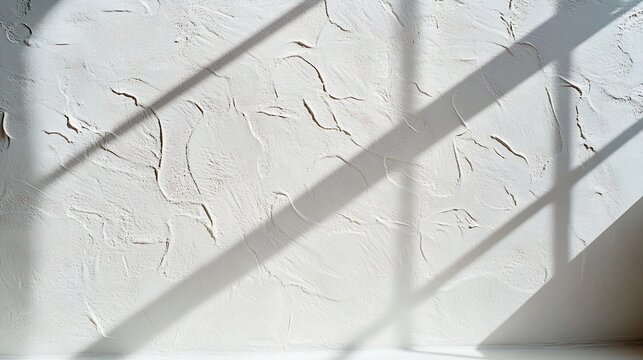 Textured White Plaster Wall with Subtle Shadows for Minimal Background