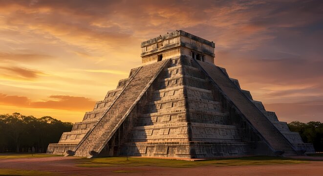 Chich&eacute;n Itz&aacute;, Yucatan, Mexico, Chichen Itza, Ancient Pyramid Stone Building, Mayan Temple, El Castillo or Temple of Kukulcan