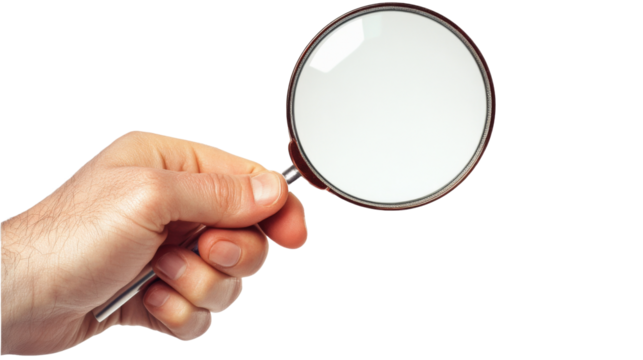 Hand with magnifying glass