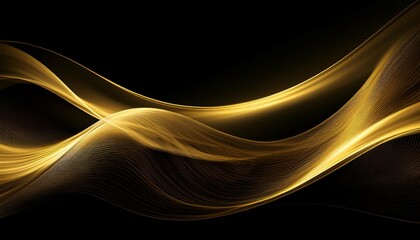 Naklejka premium wallpaper abstract golden wave flowing on dark background suitable for desktop wallpaper or website design