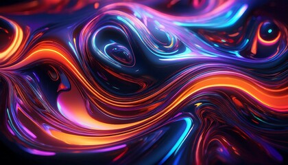 wallpaper abstract liquid background forming wavy shapes and reflecting neon lights