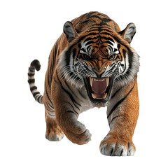 Obraz premium Fierce Tiger Roaring on Transparent Background