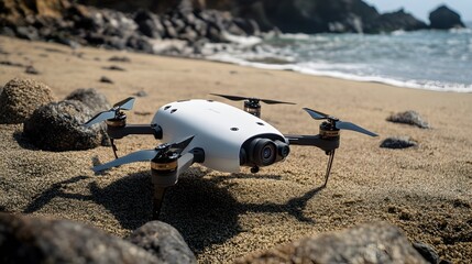 Obraz premium 113. A sleek, portable fishing drone with bait drop capability and high-definition camera