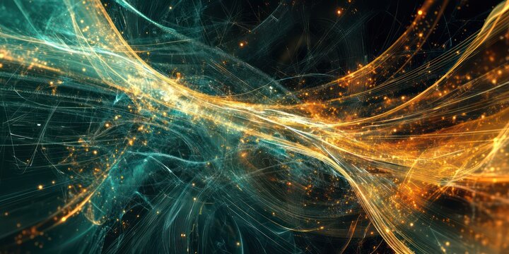 abstract digital background with power lines and data particles