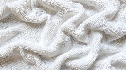 A close-up of a soft, textured white fabric, showcasing its fluffy and cozy appearance.