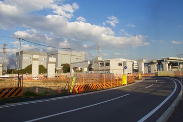 横浜市栄区　田谷の景色　横浜湘南道路田谷線　高速道路工事
