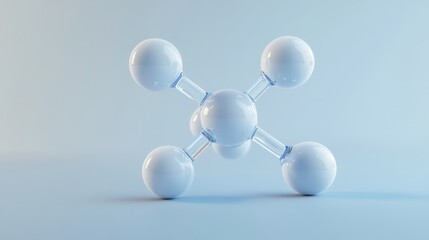 Obraz premium White Molecular Structure on Soft Blue Background for Science Concepts