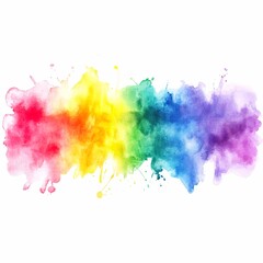 Fototapeta premium Rainbow watercolor banner background on white. Pure vibrant watercolor colors. Creative paint gradients, fluids, splashes, spray and stains