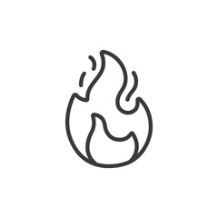 Obraz premium Fire burn, icon in line design. Fire, burn, flames, heat, combustion, danger, hazard on white background vector. Fire burn editable stroke icon