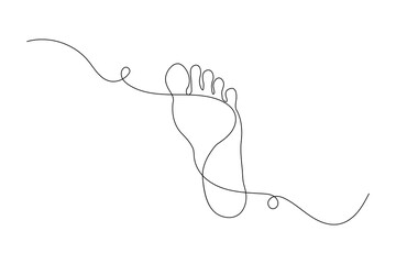 Obraz premium Foot sole continuous one line drawing of footprint isolated outline flat vector icon
