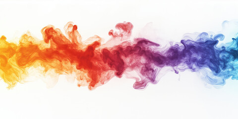 Fototapeta premium Colorful swirling smoke in gradient spectrum across white background