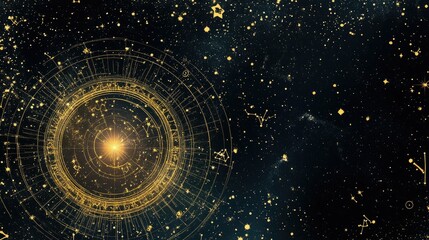 Cosmic Background with Constellations and Starry Night Elements