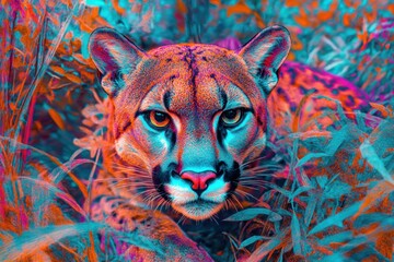 Cougar on a dmt trip, Created with generative Ai technology