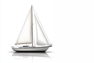 voilier minimaliste sur fond blanc.