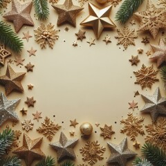Frame of glittery gold stars

