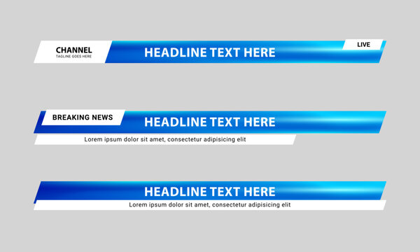 Lower third banner design. Set of lower third bar template for breaking news, sports channel, streaming video. Vector illustration