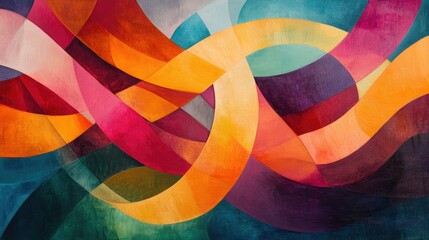 Obraz premium Vibrant Abstract Art with Curved Shapes and Dynamic Color Flow