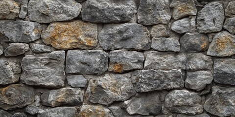 Obraz premium Weathered old stone wall showcasing intricate textures and patterns, the weathered old stone wall evokes a sense of history and endurance in its weathered surface. Ideal for various themes.