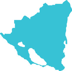 Nicaragua MAP in Blue, Country Map, Nicaragua, Border Map, Border line of Nicaragua, Geographic Map