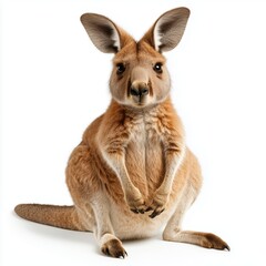 Obraz premium Muscular kangaroo stands proudly in a dynamic pose showcasing its strength on a clean background