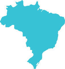 Obraz premium Brazil MAP in Blue, Country Map, Brazil, Border Map, Border line of Brazil, Geographic Map