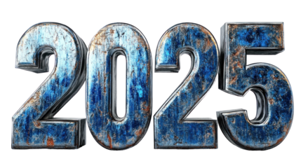 2025 3D stone text. PNG isolated on transparent background