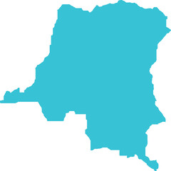 Obraz premium Democratic Republic of the Congo MAP in Blue, Country Map, Democratic Republic of the Congo, Border Map, Border line of DRC, Geographic Map