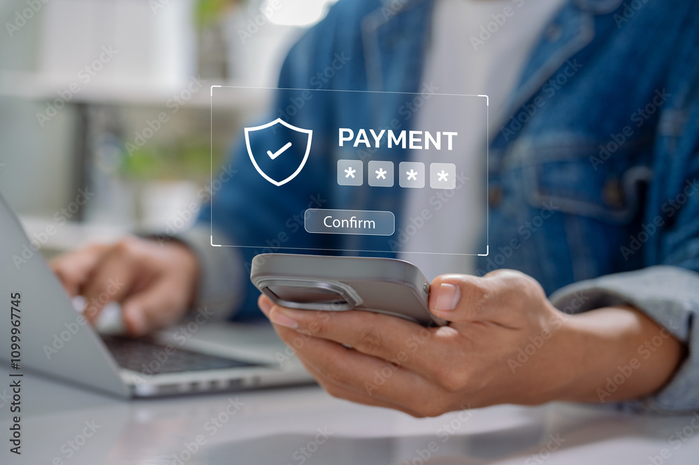 Poster payment confirmation and security: mobile and digital shield authentication for safe financial trans