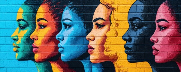 Social justice mural celebrating equality and fairness urban street art installation colorful environment community viewpoint empowerment concept