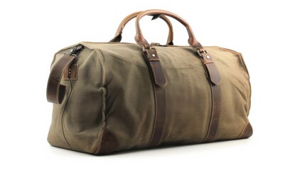 Naklejka premium Canvas and Leather Duffle Bag for Travel.