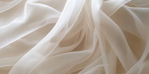 Obraz premium Vintage tulle chiffon texture background, perfect for wedding concepts. This vintage tulle chiffon texture evokes a romantic and timeless feel, ideal for enhancing any wedding themed design.