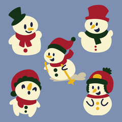 set of cute snowman