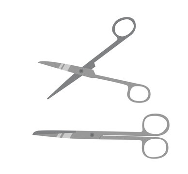 gray surgical scissors, open and closed clip art preview