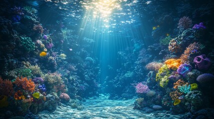 Obraz premium Vibrant Coral Reef Underwater Landscape