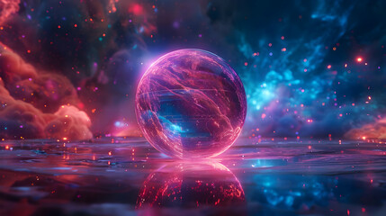 Obraz premium Glowing Crystal Orb 3D Render
