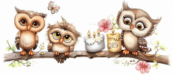Owls making candles