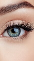 Obraz premium Close up view of a human eye showcasing natural beauty and defined lashes