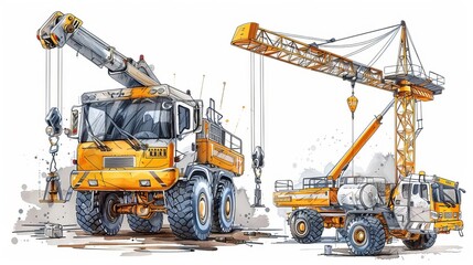 Cranes building model airplanes