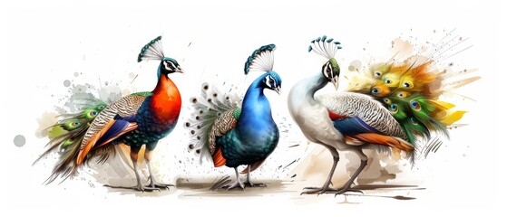 Peacocks conducting a puppet show