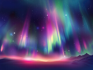 Mesmerizing Aurora Borealis: A Realistic Collection Showcasing the Vibrant Northern Lights in Neon Colors Against a Dark Transparent Background, Capturing the Arctic's Enchanting Beauty.