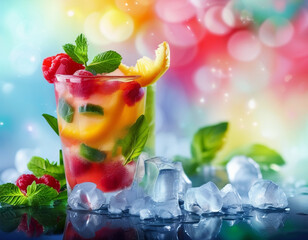 mojito cocktail with strawberries and mint