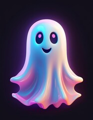 Fototapeta premium 3D rendering of a smiling ghost on a black background