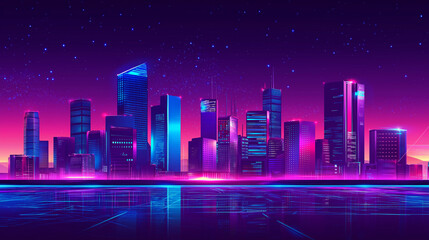 Fototapeta premium night city skyline