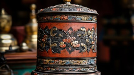 Intricate Ornate Asian Decorative Metal Container
