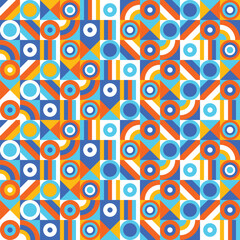 Colourful geometric pattern in Bauhaus style. Abstract background. Vector illustration