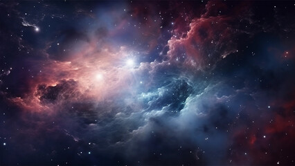 Fototapeta premium Cosmic Nebulae, A breathtaking view of a vibrant nebula in deep space. Concept of vastness, mystery, and the universe.