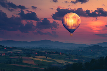 Obraz premium Supermoon view from balloon nature adventure twilight aerial perspective
