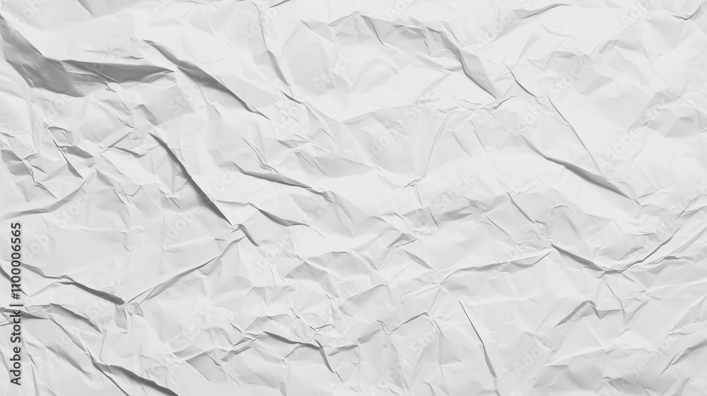 Poster crumpled white recycled craft paper texture with natural folds, ideal for backgrounds and design pro