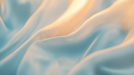 Obraz premium A detailed view of smooth light blue silk, softly draped to showcase its elegant texture, complemented by a sepia-toned glow.