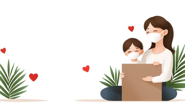 Illustration of a family celebrating their mother tongue day with traditional crafts and songs